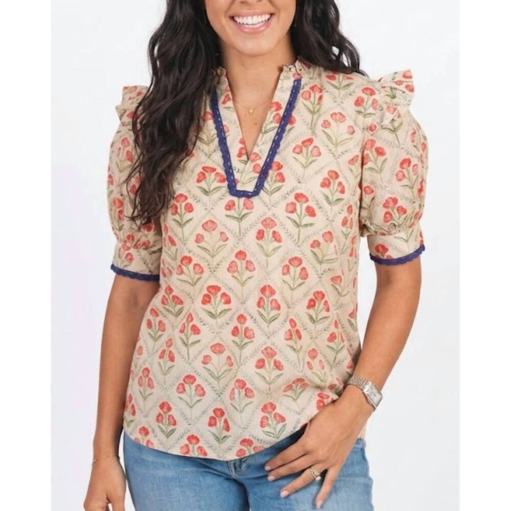 NEW LAYERZ CLOTHING haley floral top in red multi
